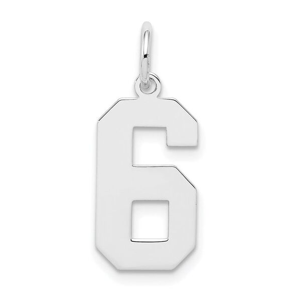 Sterling Silver, Athletic Collection Medium Polished Number 6 Pendant - Picture 1 of 6